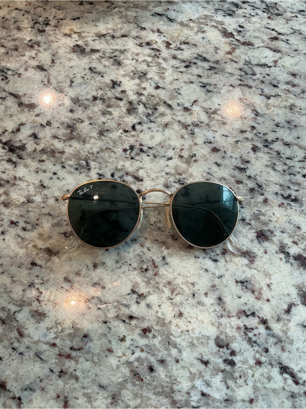 Ray-Ban Gold Frame Sunglasses with Dark Green Lenses